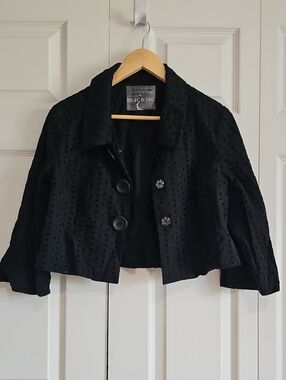 Mac & Jac Black Eyelet Cropped Jacket - Size 8
